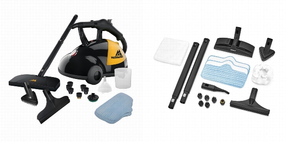 Side by side comparison of accessories of McCulloch MC1275 and Dupray Neat Steam Cleaner