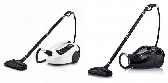 Side by side photos of Dupray One and Dupray One Plus steam cleaners.